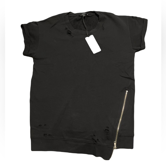 ✨Black Orchid✨ NWT Distressed Short Sleeve Sweatshirt Size Small - Picture 1 of 10